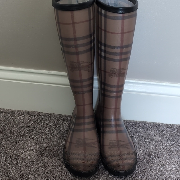 Burberry Plaid Tall Rain Boots - Picture 1 of 9